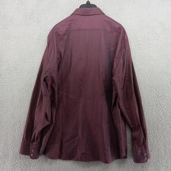 Hugo Boss Shirt Mens 2XL Maroon Red Regular Fit Button Up Dressy Business - Picture 7 of 8
